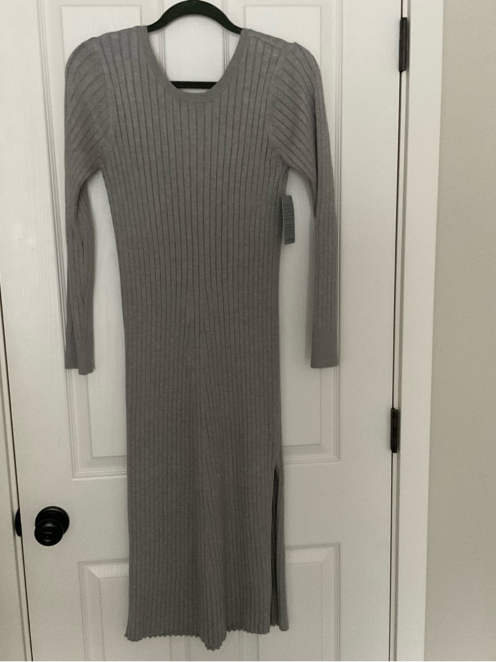 Wayf Heather Charcoal Ribbed Midi Dress